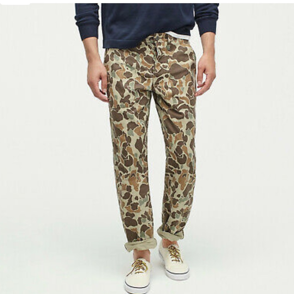 Wallace and Barnes for J Crew Men’s Painter Camp Pants in Duck Camo Print 36x30